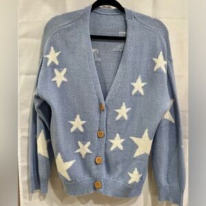 Baby Blue Star Patterned Cozy Women's Sweater